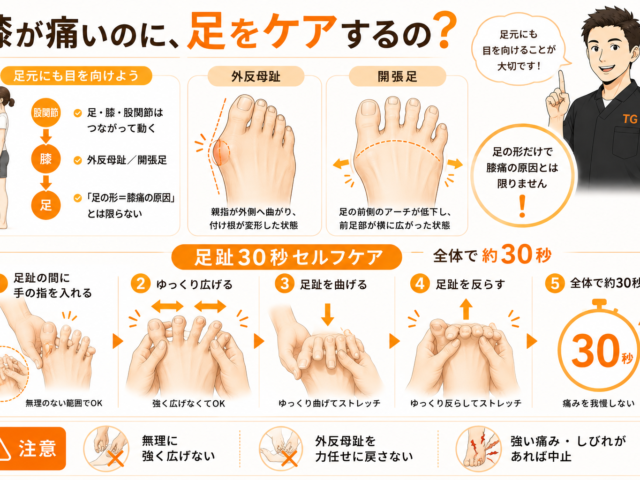 小山市で膝が痛いのに足をケアするの？｜外反母趾・開張足と膝痛の関係