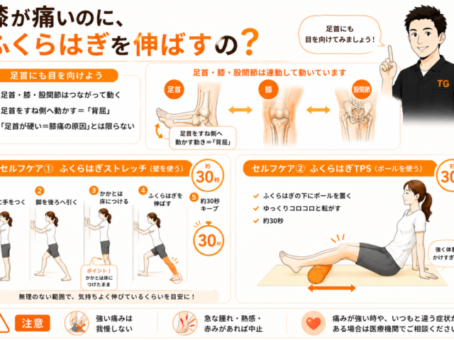 小山市で膝が痛いのにふくらはぎを伸ばすの？｜足首の硬さと膝痛の関係